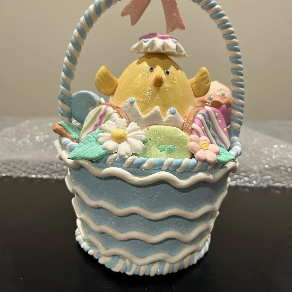 Valerie Parr Hill Light-Up Easter Chick Basket VHTF Glittery